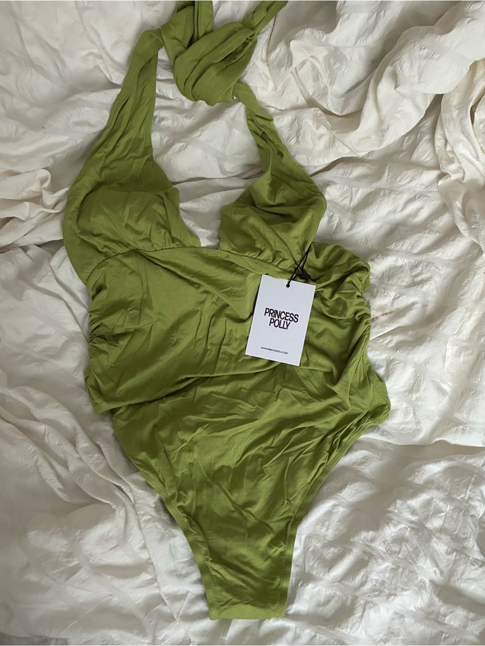 Princess Polly Green Halter One-Piece Bodysuit